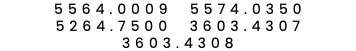 5564.0009 5574.0350 5264.7500 3603.4307 3603.4308